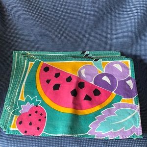 Vintage fruit, imprinted, cotton placemats – set of six